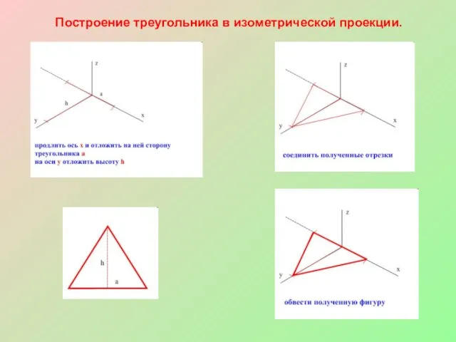 Построение треугольника в изометрической проекции.