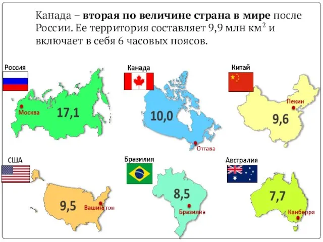 Канада – вторая по величине страна в мире после России. Ее