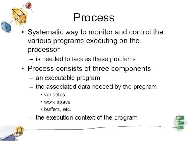 Process Systematic way to monitor and control the various programs executing