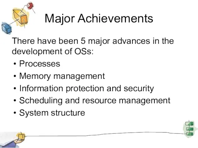 Major Achievements There have been 5 major advances in the development