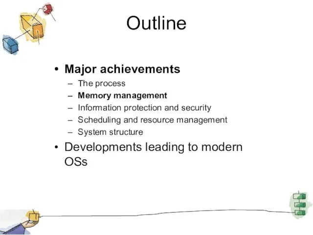 Outline Major achievements The process Memory management Information protection and security