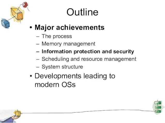 Outline Major achievements The process Memory management Information protection and security