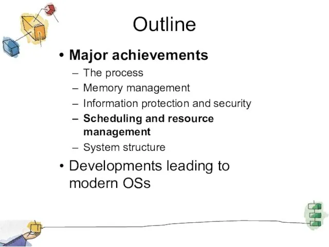 Outline Major achievements The process Memory management Information protection and security