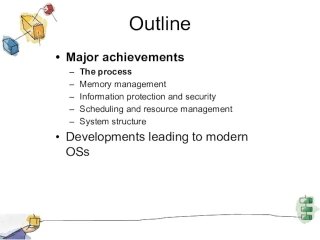 Outline Major achievements The process Memory management Information protection and security