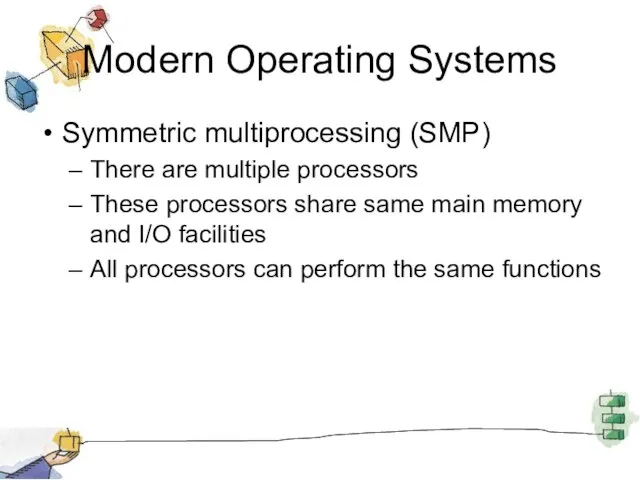 Modern Operating Systems Symmetric multiprocessing (SMP) There are multiple processors These