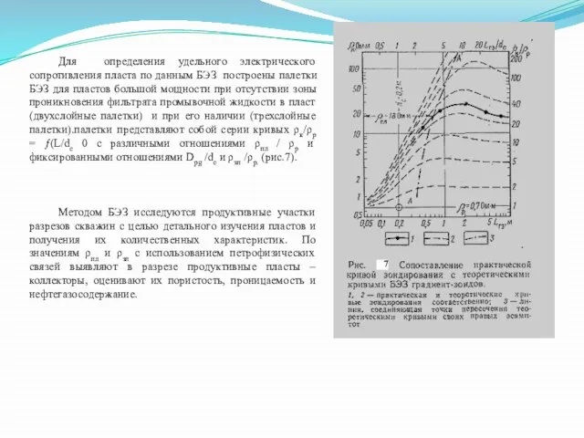 Для определения удельного электрического сопротивления пласта по данным БЭЗ построены палетки