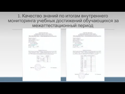 1. Качество знаний по итогам внутреннего мониторинга учебных достижений обучающихся за межаттестационный период