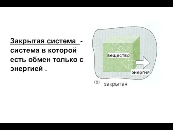 Закрытая система - система в которой есть обмен только с энергией .