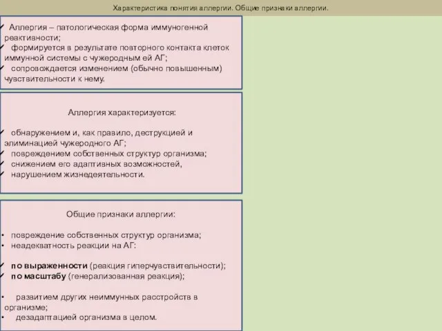 Характеристика понятия аллергии. Общие признаки аллергии. Аллергия – патологическая форма иммуногенной