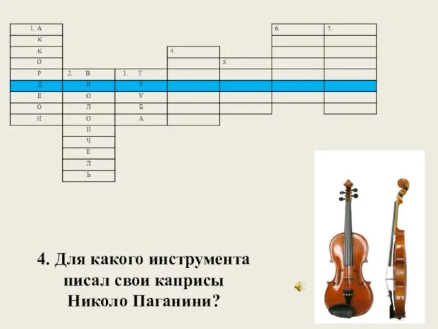 4. Для какого инструмента писал свои каприсы Николо Паганини?