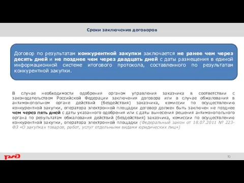 Сроки заключения договоров В случае необходимости одобрения органом управления заказчика в