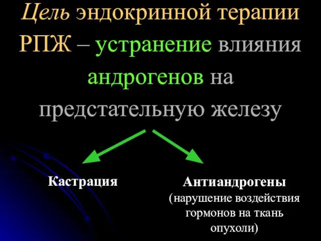 Цель эндокринной терапии РПЖ – устранение влияния андрогенов на предстательную железу