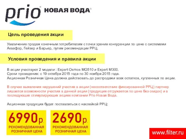 Цель проведения акции Увеличение продаж конечным потребителям с точки зрения конкуренции