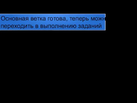 Основная ветка готова, теперь можно переходить в выполнению заданий 1) Для