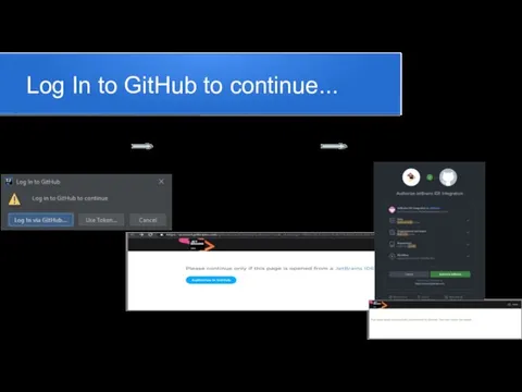 Log In to GitHub to continue... 1) Дальше если в идее