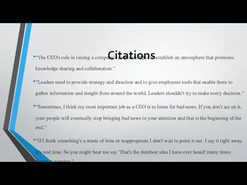 Citations “The CEO's role in raising a company's corporate IQ is