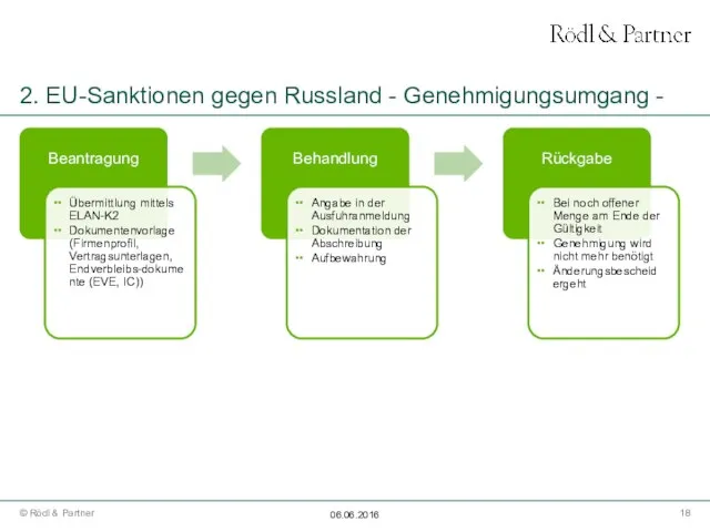 2. EU-Sanktionen gegen Russland - Genehmigungsumgang - 06.06.2016