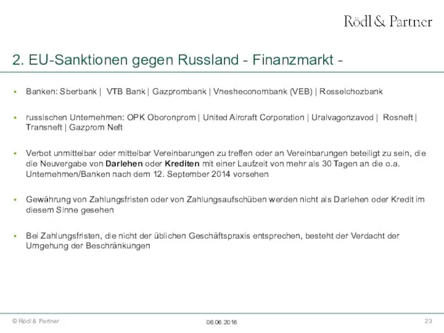 2. EU-Sanktionen gegen Russland - Finanzmarkt - Banken: Sberbank | VTB