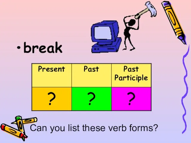break Can you list these verb forms?