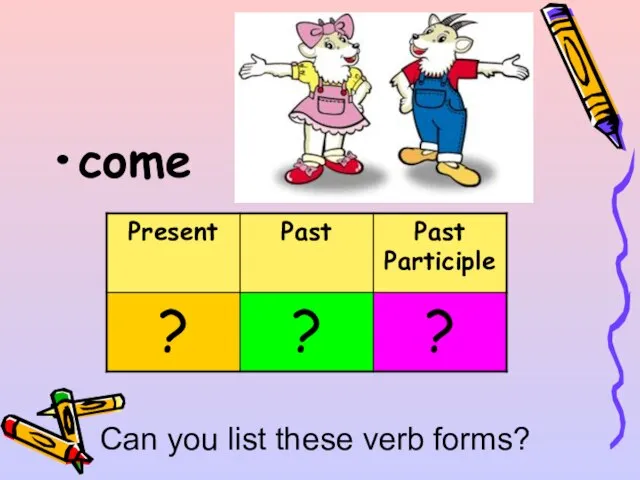 come Can you list these verb forms?
