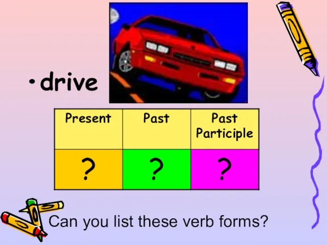 drive Can you list these verb forms?