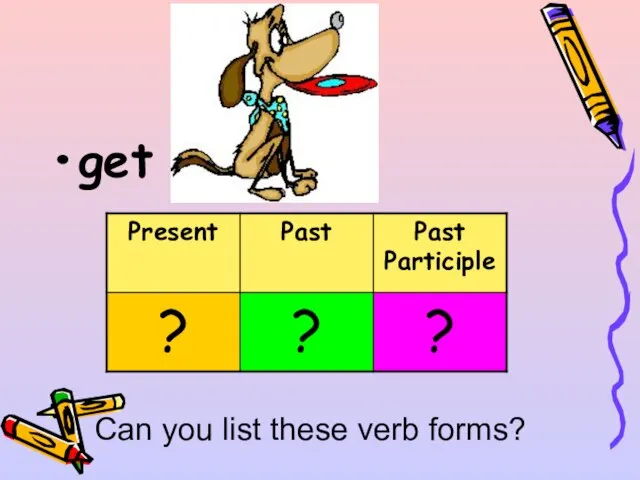 get Can you list these verb forms?