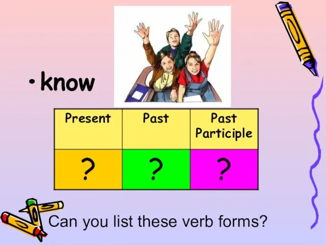 know Can you list these verb forms?