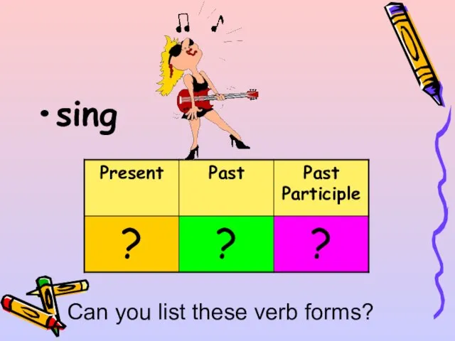 sing Can you list these verb forms?