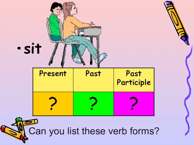 sit Can you list these verb forms?