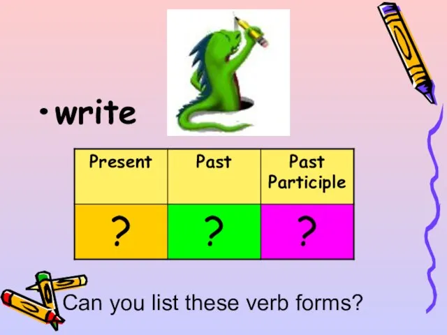 write Can you list these verb forms?