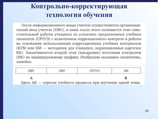 Контрольно-корректирующая технология обучения