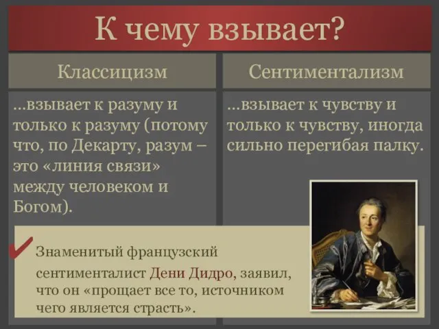 Сентиментализм …взывает к разуму и только к разуму (потому что, по