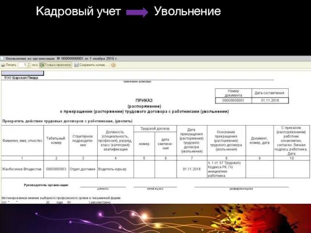 Кадровый учет Увольнение