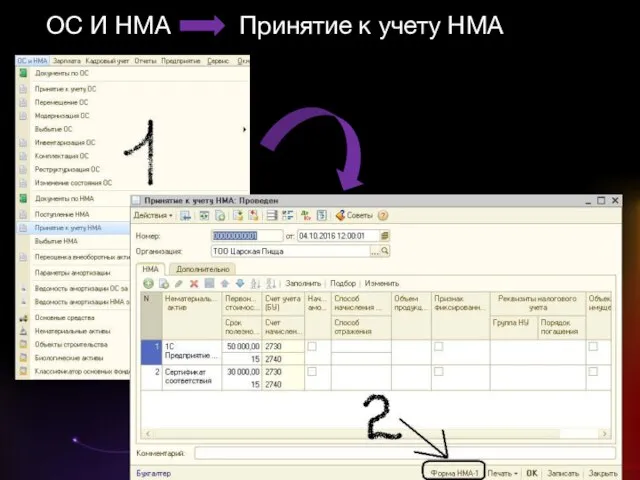 ОС И НМА Принятие к учету НМА