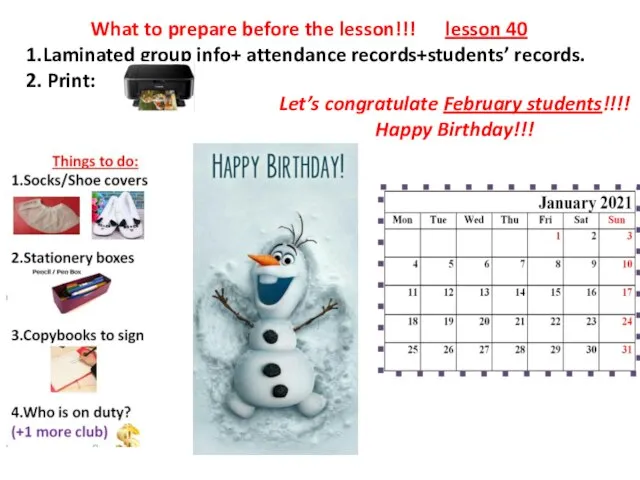 What to prepare before the lesson!!! lesson 40 1.Laminated group info+