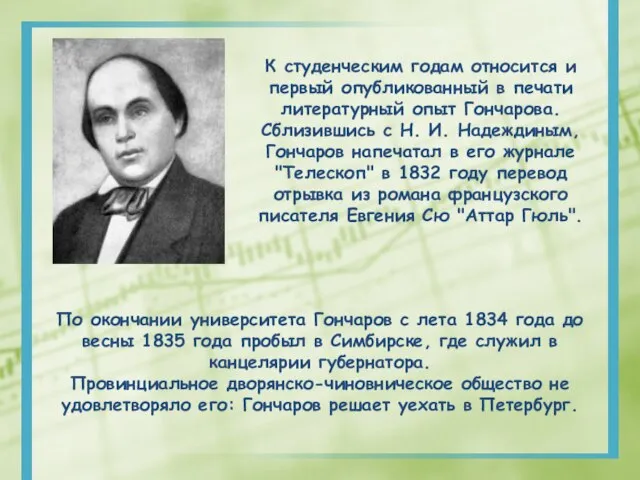 К студенческим годам относится и первый опубликованный в печати литературный опыт