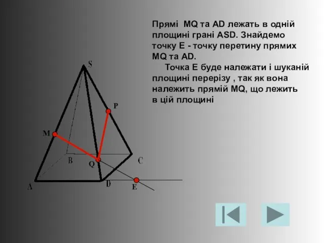 M P Q Прямі MQ та AD лежать в одній площині