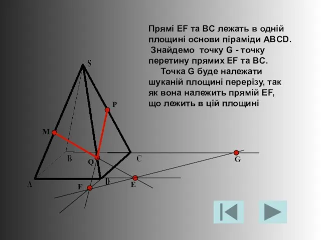 M P Q Е F Прямі EF та BC лежать в