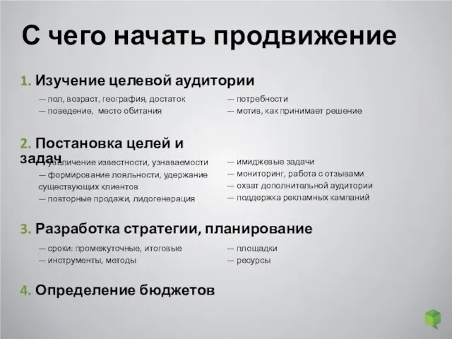 С чего начать продвижение 2. Постановка целей и задач — увеличение