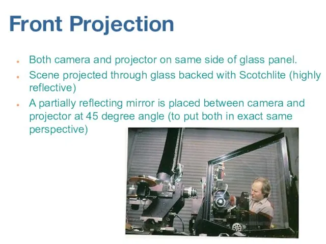 Front Projection Both camera and projector on same side of glass