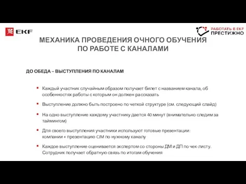 МЕХАНИКА ПРОВЕДЕНИЯ ОЧНОГО ОБУЧЕНИЯ ПО РАБОТЕ С КАНАЛАМИ ДО ОБЕДА –