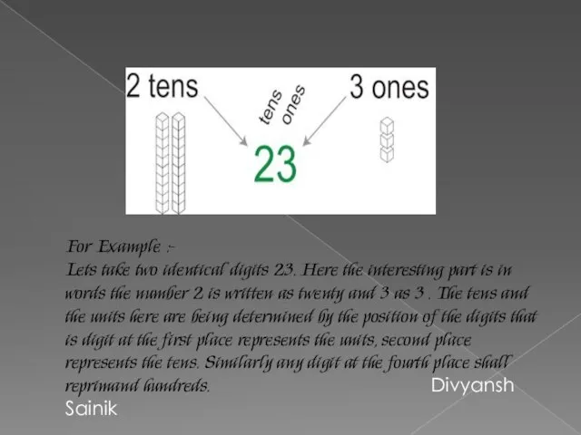 For Example :- Lets take two identical digits 23. Here the