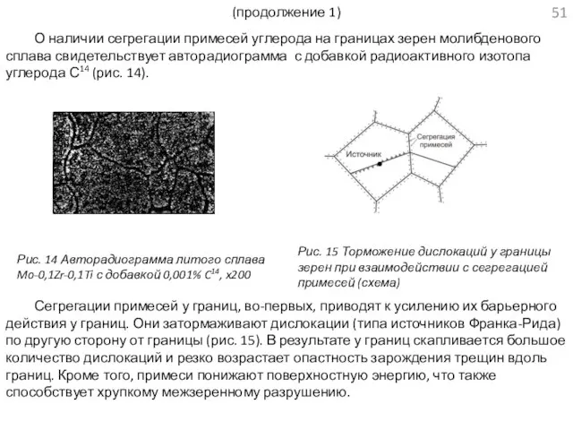 (продолжение 1) О наличии сегрегации примесей углерода на границах зерен молибденового