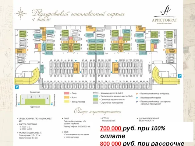 700 000 руб. при 100% оплате 800 000 руб. при рассрочке