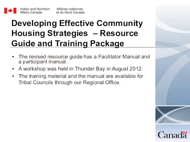 Developing Effective Community Housing Strategies – Resource Guide and Training Package