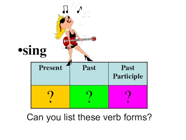 sing Can you list these verb forms?