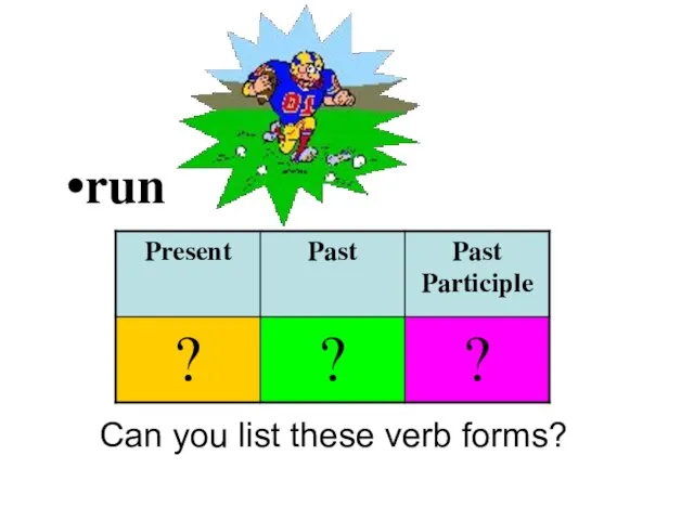 run Can you list these verb forms?