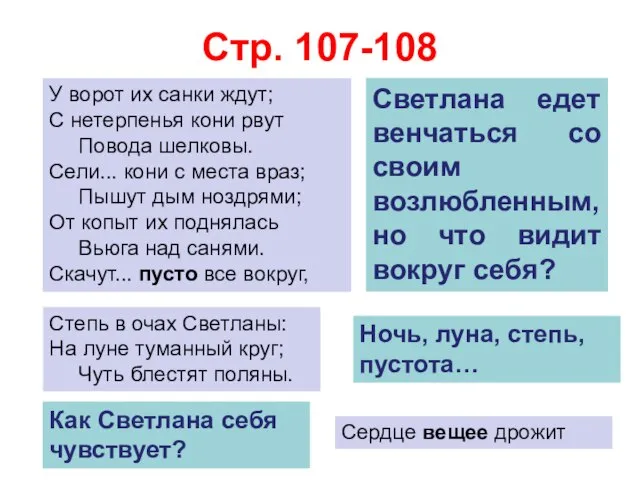 Стр. 107-108 У ворот их санки ждут; С нетерпенья кони рвут