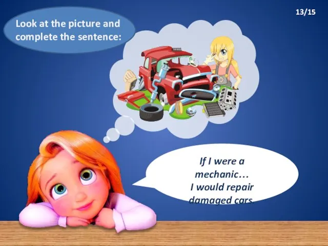 If I were a mechanic… I would repair damaged cars. 13/15