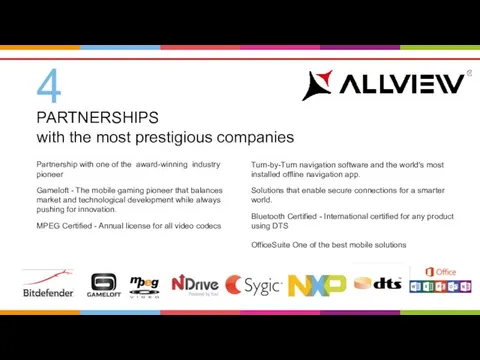 4 PARTNERSHIPS with the most prestigious companies Partnership with one of